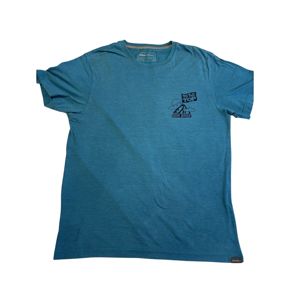 Eddie Bauer Legend Wash Men Med Graphic Tee Teal Blue Mountain Hiking‎ Shirt